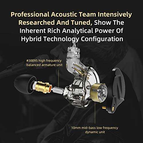 Earbuds Wired Headphone, KZ ZSN PRO X Dynamic Hybrid in Ear Monitor Noise Cancelling IEM HiFi Bass Clear Sound Earphone 3.5mm Jack with 2 Pin Detachable Cable for Sport Gaming Musicians (Gold) 2