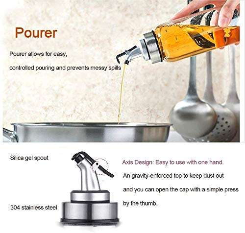 PrimeWorld Borosilicate Glass Oil and Vinegar Bottle Set 500 ml for Kitchen use 0.5 L Leak Proof Dispenser with Nozzle 1 pcs (White) 4