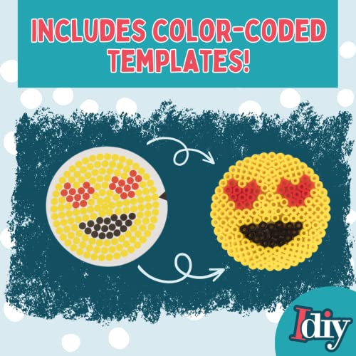 Emoji Smiley Face Fuse Beads- 6 Different Emojis - 3600pcs Beads (6 Colors), Tweezers, Peg Boards, Ironing Paper, Case - Works with Perler Beads- Pixel Art Project Gift- Officially Licensed by Emoji 3