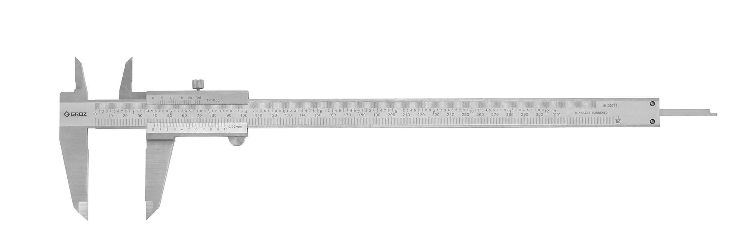 GROZ Vernier Caliper with Stainless Steel Body| Ideal for measuring inner & outer diameter, depth & step| Smooth Movement| Locking Screw| Range: 0-300 mm| Accuracy:± 0.04 mm| Resolution: 0.02mm| VNC/12