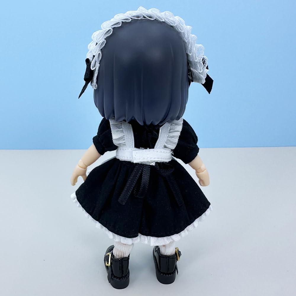 niannyyhouse 1/12 BJD Doll Clothes Headwear Dress Apron Shoes Socks Maid Outfit OB11 4.3in Action Figures Doll Dressup (Blue) 5