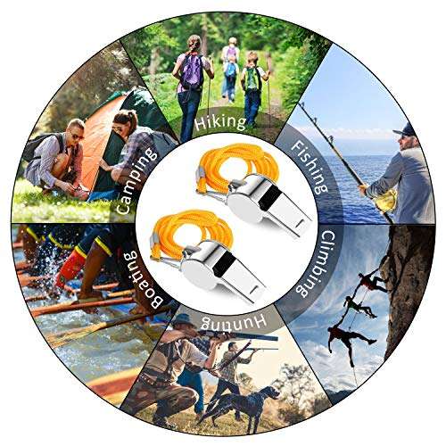OBKJJ Coach Whistle,35Pack Football Referee Whistle with Lanyard for Emergency Sports Training Referee1 (Silver) (Silver) (Stainless Steel) 4