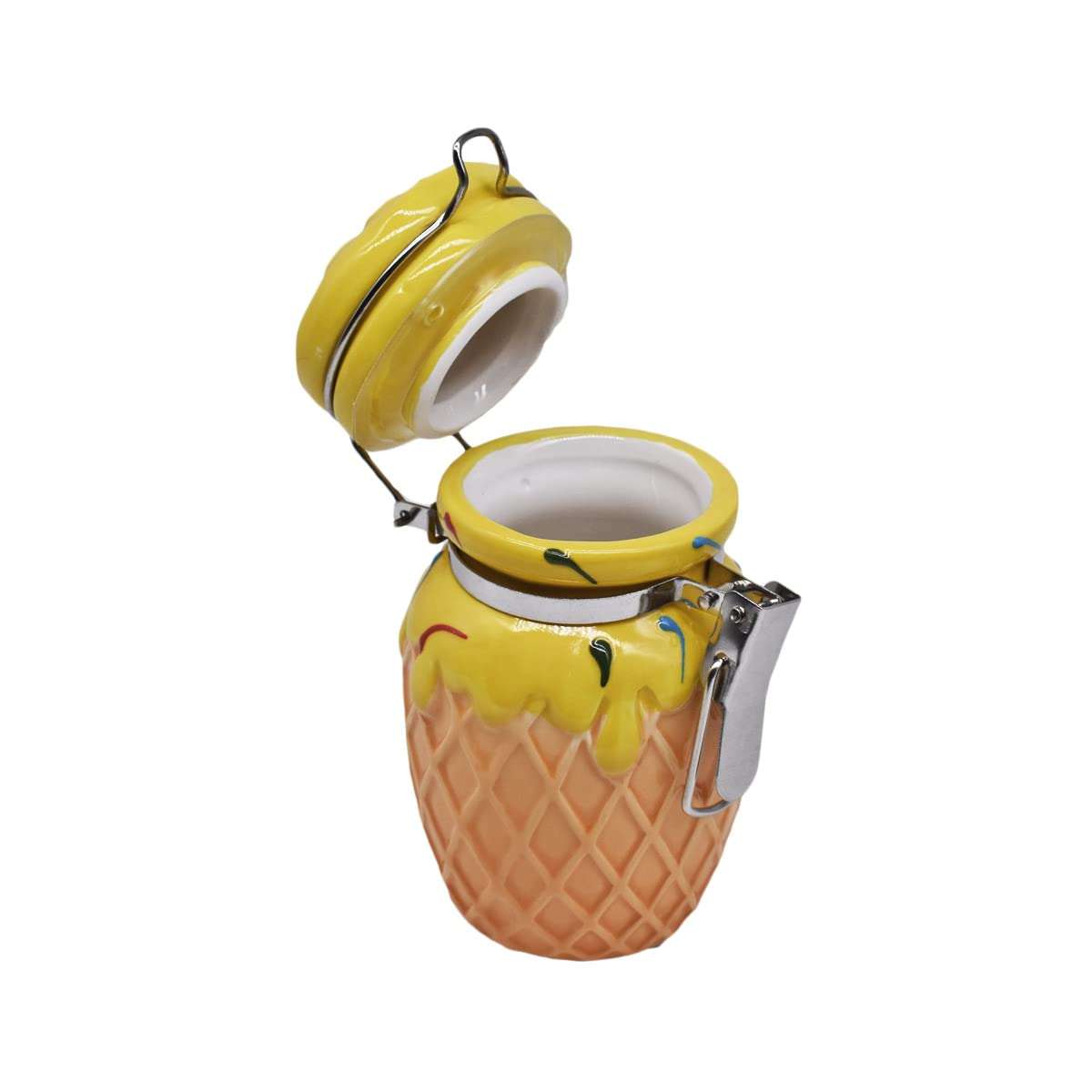 Kookee Ceramic Airtight Mini Canister Jar and Container for Kitchen Food Storage, Used to Store Candy, Salt, Pepper, Coffee, Tea, Sugar (Pack of 1) (150ml) (8629) 4