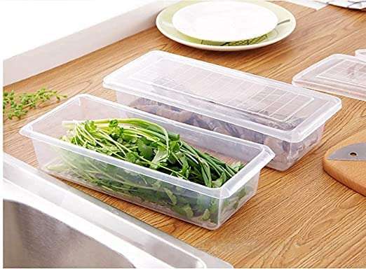 Admiregrha Food Storage Container with Removable Drain Plate and Lid 1500 ml Fridge Storage Box Stackable Plastic Freezer Storage Containers (Pack of 2) 4