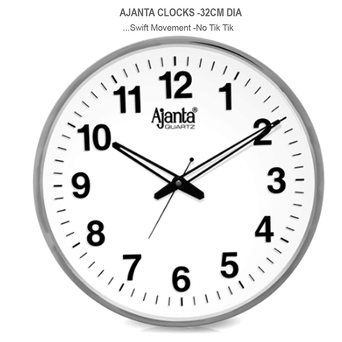 Ajanta Abstract Metal Quartz Wall Clock (32 cm x 32 cm x 3.5 cm, White) 2