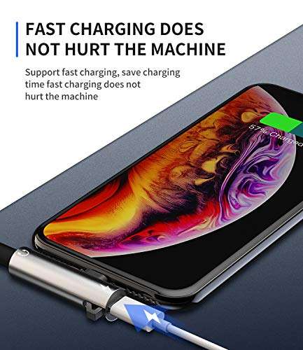 Headphone Adapter Lightning to 3.5mm AUX Audio Jack and Charger Extender Dongle Earphone Headset Splitter Compatible with iPhone 12 Mini 11 pro max xs xr x se2 7 8 Plus for Ipad Air Cable Converter 3