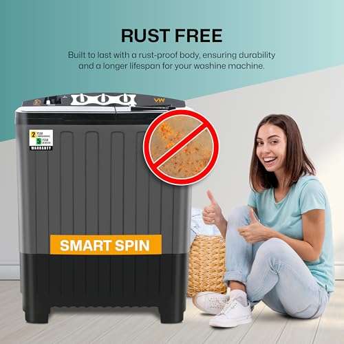 VW 7.5 kg 5 Star Aqua Spin Semi Automatic Top Load Washing Machine AquaSpin0075P (Black) 6