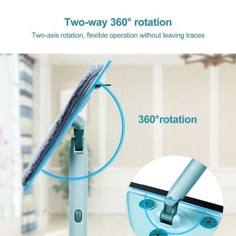 Eloxee Rotatable Triangle Mop with Long Handle Microfiber Flat Floor Mop Rotatable Cleaning Brush Glass Wiper Window Cleaner Floor Cleaning Car Glass Cleaning Scraper Dust Mop Stainless Steel 5