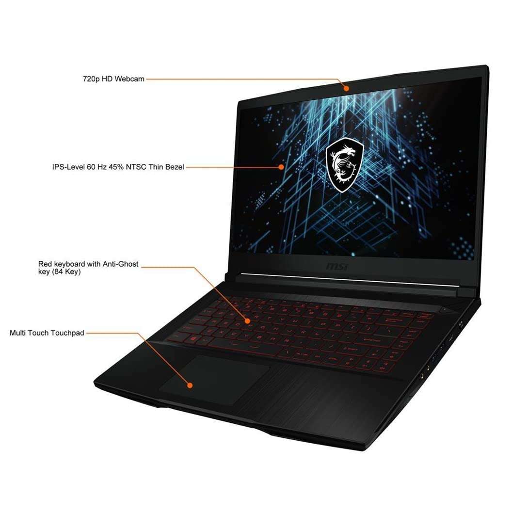 MSI GF63 Thin Gaming Laptop, 15.6" FHD IPS Display, 11th Gen 6-Core i5-11400H, GeForce GTX 1650, 16GB RAM, 512GB PCIe SSD+1TB HDD, USB-C, HDMI, RJ45, WiFi 6, Backlit, SPS HDMI Cable, Win 11 4
