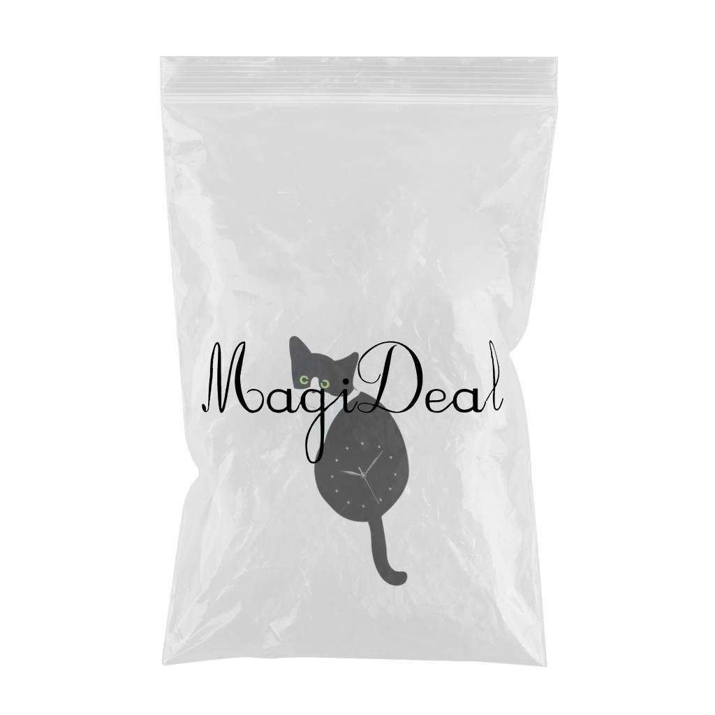 3D Tail Wagging Cat Dog Wall Clock Silence Clock Bedroom Home Decoration Green Eye Cat 3