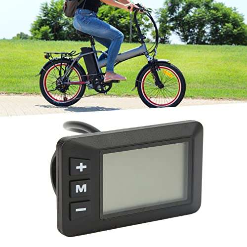 36V Electric Bike LCD Display Meter Panel Bike Computer Bicycle Speedometer Multi Information Display 5 Pin Waterproof Interface for 22.2mm/0.9in Diameter E~Bike Handlebar 4