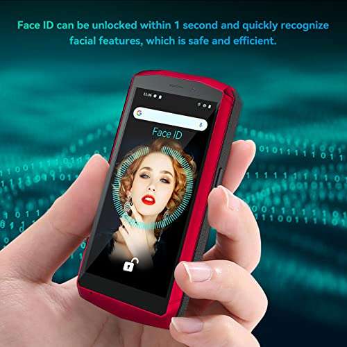 CUBOT Pocket 4 inch Smartphone Without Contract, Android 11 Mobile Phone, 4GB + 64GB, 128 GB Expandable, 3000mAh Battery, 16MP + 5MP Camera, 4G Dual SIM NFC, GPS, Face ID, Red 6