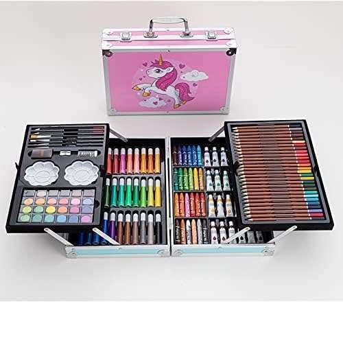 Salepushh Professional Art Set Drawing Painting Sketching Colouring Kids Set All in 1 Art Case Perfect for Kids with Pink Unicorn Rainbow Design Aluminium Case 3