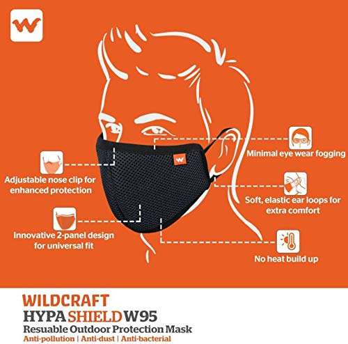 Wildcraft Hypashield Supermask Reusable Outdoor Protection Mask - Pack of 4, Blue/2Black 5