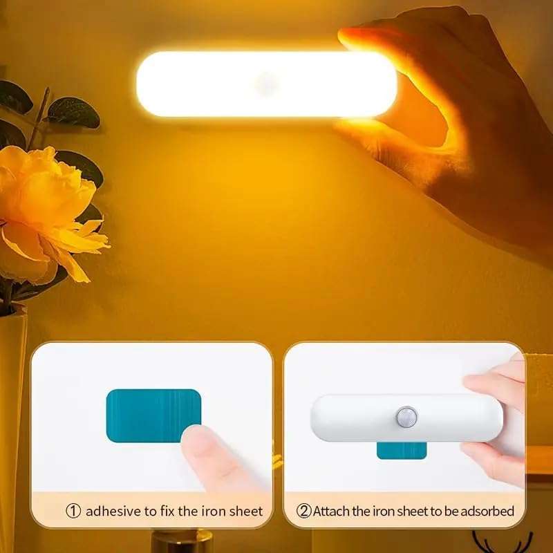 FLYNGO 2Pcs Motion Sensor LED Night Light Home, Indoor Auto On/Off Rechargeable Wireless Magnetic LED Cabinet Lamp for Closet, Bedroom, Home, Stairs, Kitchen, Bathroom, Wardrobe Lighting 5
