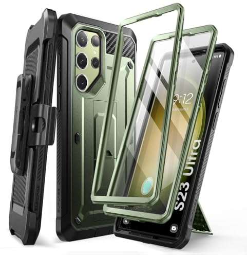 SUPCASE for Samsung Galaxy S23 Ultra Case with Stand, [Unicorn Beetle Pro] [2 Front Frames] [Built-in Screen Protector & Belt-Clip] Military-Grade Protection Phone Case for Galaxy S23 Ultra, Guldan 1