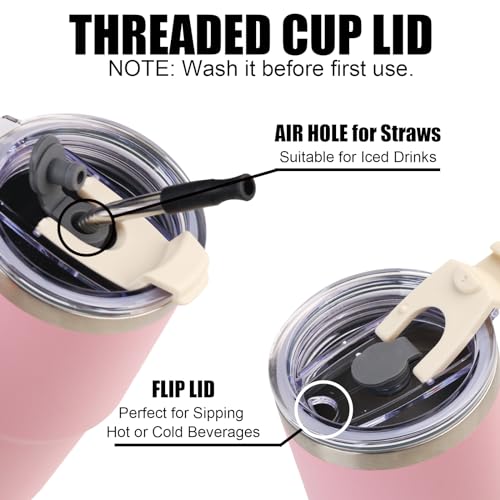 AQUAPHILE 20 oz Insulated Tumbler, Stainless Steel Travel Mug with Lid and Straw, Double Wall Vacuum Leak Proof Portable Coffee Tumbler, Thermal Cup for Car, Camping, Outdoor(Pink) 2