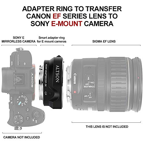 EF/EF-S Lens to Sony E Mount T Smart Adapter, Auto Focus Lens Adapter Ring for Canon EF/EF-S Lens to Sony E Mount Camera (CEF-SE) 4