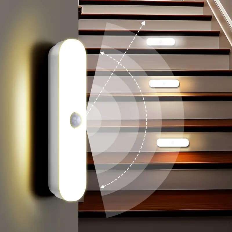 FLYNGO 2Pcs Motion Sensor LED Night Light Home, Indoor Auto On/Off Rechargeable Wireless Magnetic LED Cabinet Lamp for Closet, Bedroom, Home, Stairs, Kitchen, Bathroom, Wardrobe Lighting 1