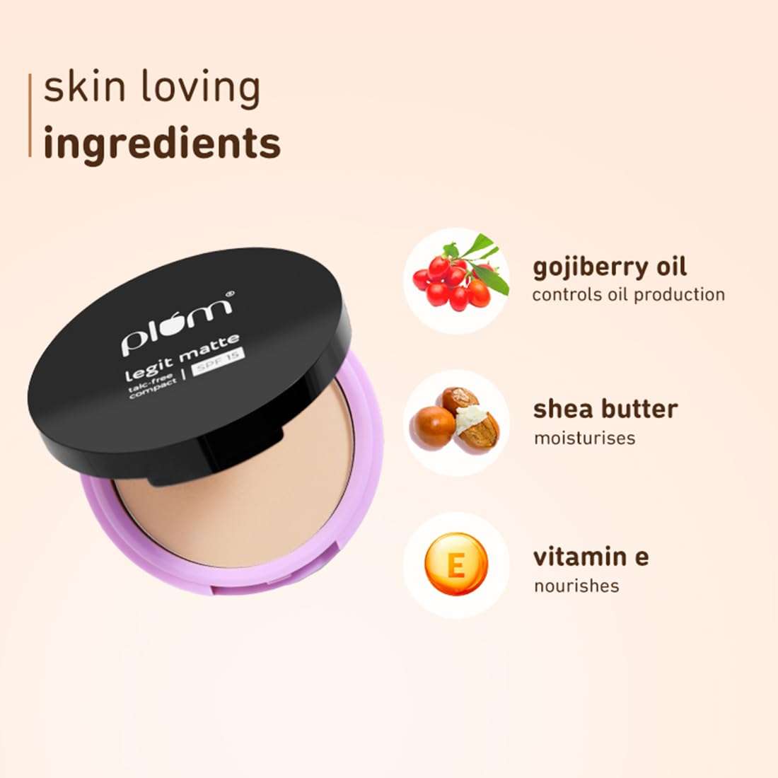 Plum Legit Matte Talc-Free Compact With SPF15 | Lightweight | Even Coverage | 100% Vegan & Cruelty Free | Olive Gleam - 127Y 6