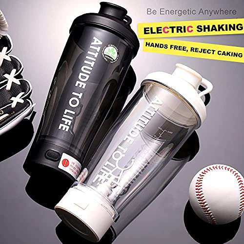UPSTYLE 20 oz Electric Protein Powder Shaker Bottles Portable Vortex Hand Mixer Cups BPA Free Tritan Mug for Fitness Cocktail Smoothie Best Gym Accessories for Women Men (White) 5