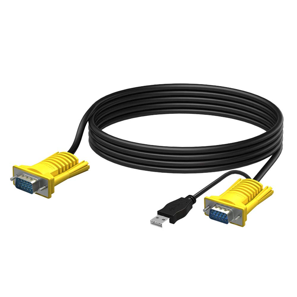 RIJERUSB 16ft VGA/USB KVM Cable, 5M, Black, 1 Count, Indoor Use, Compatible with Computers and KVM Switches