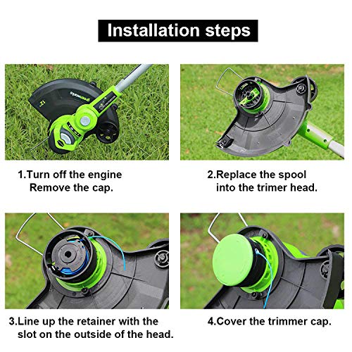 Thten 0.065" Single Line Auto-Feed Replacement Trimmer Spool 29092 for Greenworks Weed Eater String 24V and 40V Trimmer (6 Packs Plus 1 Cap) 6