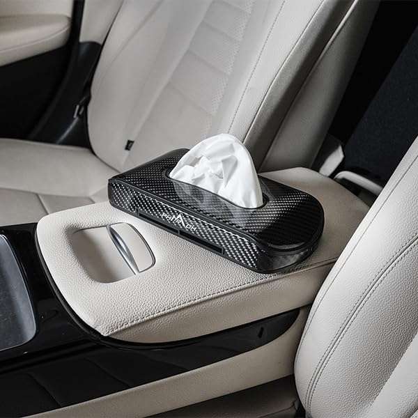 Product Title: Pharaoh Premium Carbon Fiber Car Tissue Holder - Sleek Design, Easy Clamps, Built-in Car Holder - Car Tissue Box (with Sunvisor Clamp) 1
