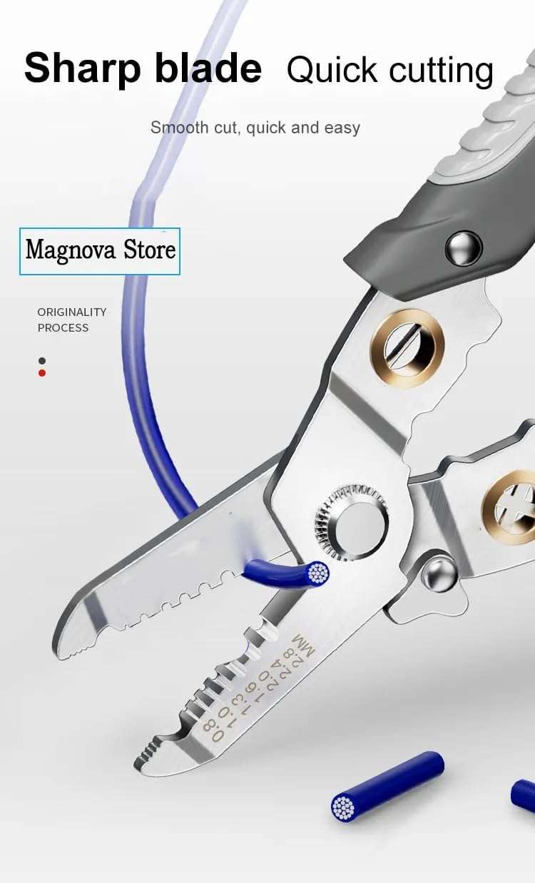 Wire Stripper and Crimping Tools For Electricians Pliers 6-in-1 Multifunctional Wire and Cable Stripping, Cutting, Winding, Crimping Precision Stainless Steel Hand Tool for Electrician Stripping Tool 6