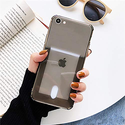 szintu Compatible for iPhone 6 Plus iPhone 6S Plus Clear Case with Card Holder Slot [Slim Fit] Soft TPU Anti-Scratch Shockproof Protective Flexible Bumper Wallet Case for iPhone 6/6S Plus(Black) 1
