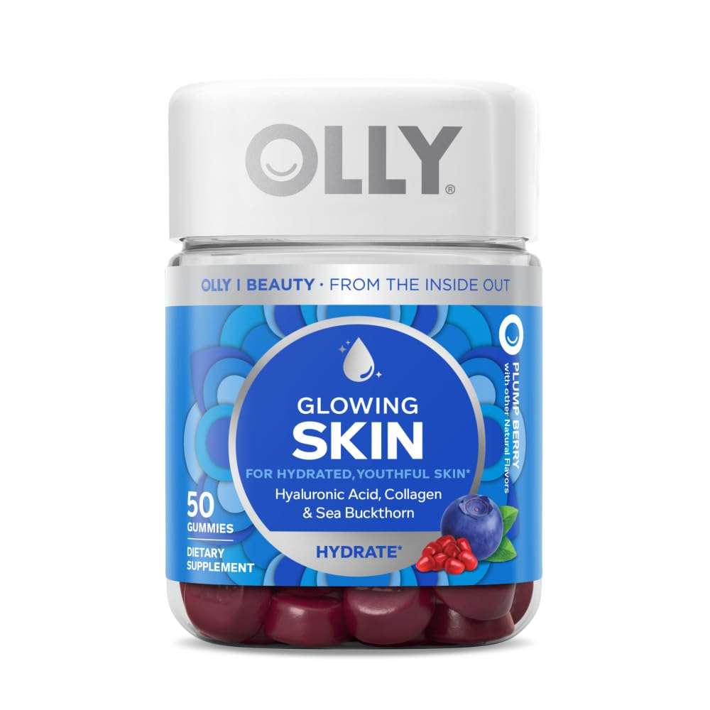 OLLY The Essential Prenatal Gummy Multivitamin, 30 Day Supply (Gummies), Sweet & Glowing Skin Gummy, 25 Day Supply (50 Count), Plump Berry, Hyaluronic Acid, Collagen 6