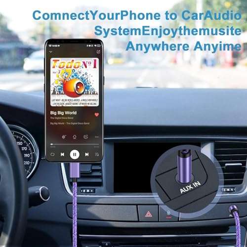 Samsung Audio Aux Car Stereo Jack Cable 3.3ft USB Type C to 3.5mm Headphone Jack Adapter Dongle Cord for Galaxy A17 A26 A36 A56 S25 Ultra S25 Plus S25 S24 Ultra S23 FE A16 A15 A55 A35 A32 3