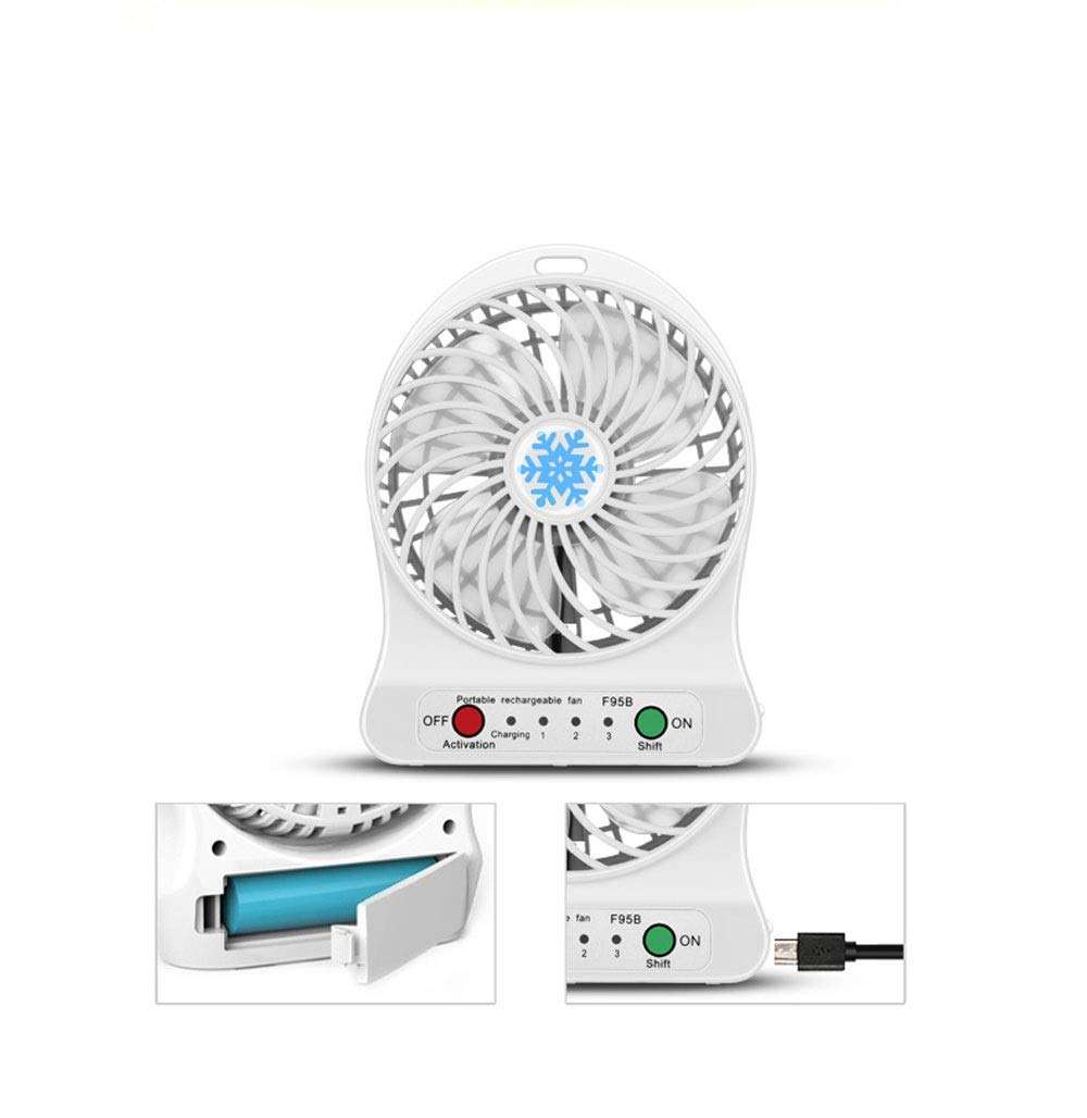 TONGSH 4 Inch Portable Travel Mini Fan for Office Home and Travel Camping, Personal Battery Operated or USB Powered Handheld Fan, 3 Speeds, Quiet, Rechargeable (Color : Pink) 3