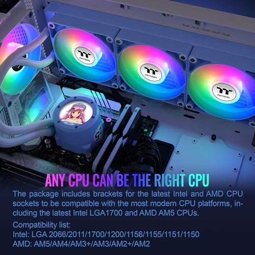 Thermaltake TH360 V2 Ultra ARGB Sync/AlO Liquid Cooler/ARGB Fan 120 * 3/PWM 500~1500rpm/Water Block 2.1" LCD/Hydragea Blue, CL-W420-PL12BU-A 6