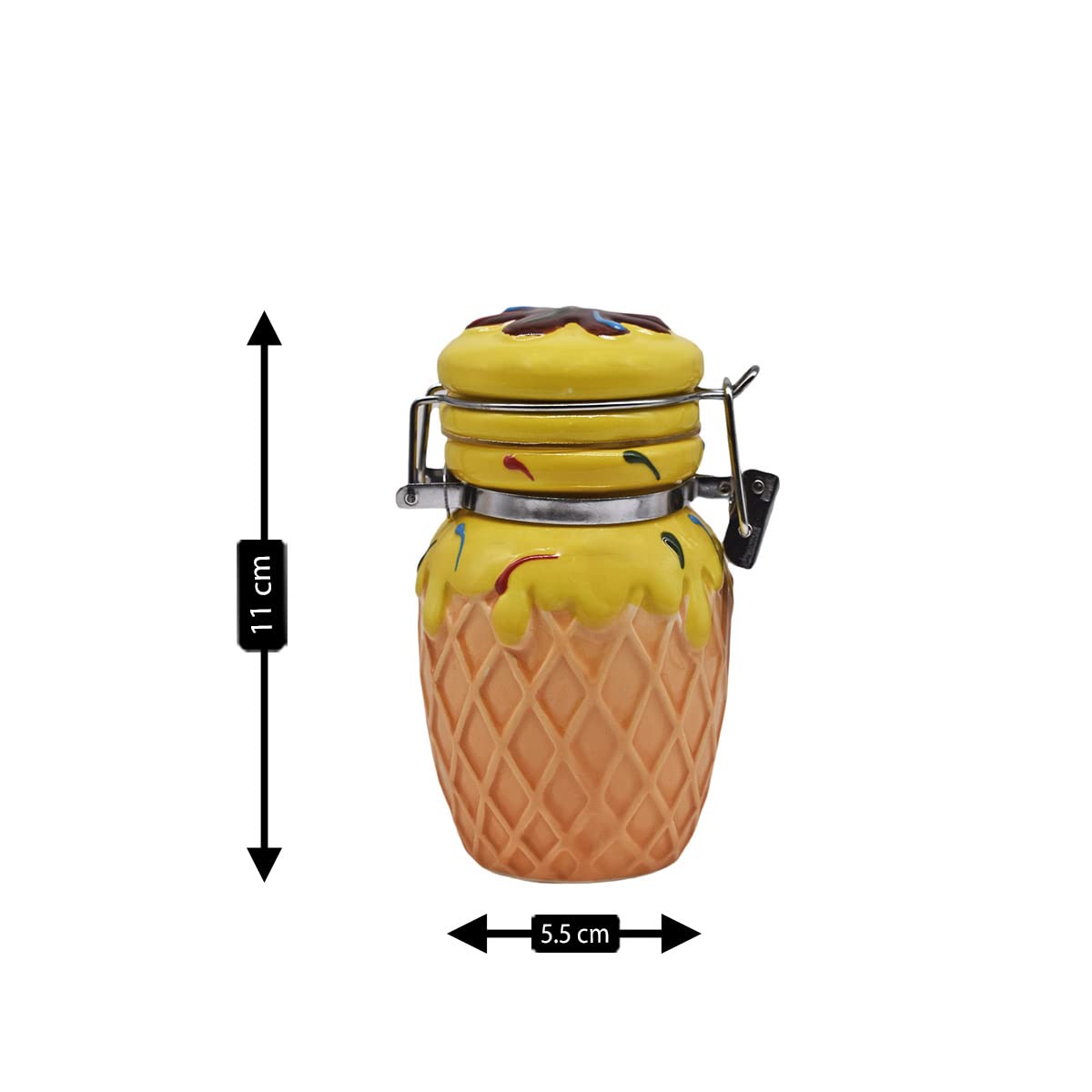 Kookee Ceramic Airtight Mini Canister Jar and Container for Kitchen Food Storage, Used to Store Candy, Salt, Pepper, Coffee, Tea, Sugar (Pack of 1) (150ml) (8629) 6