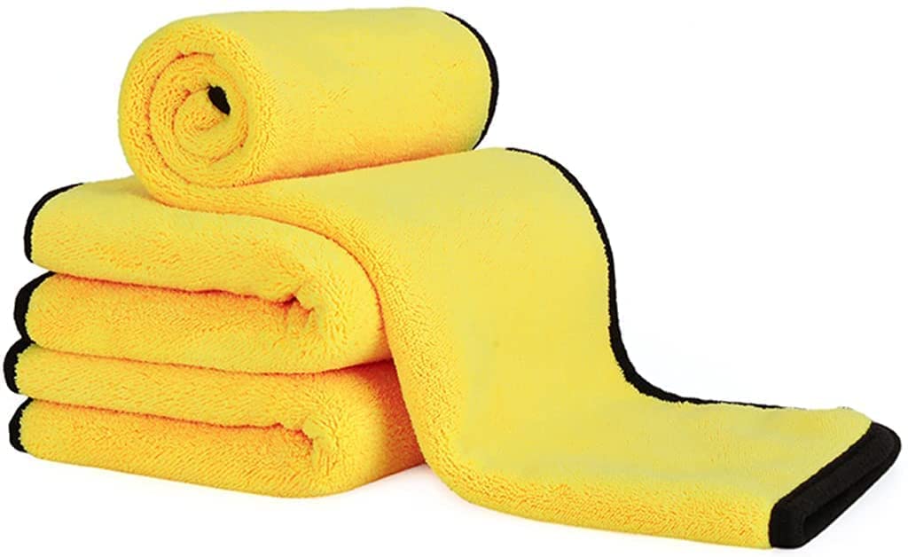 krisskross Microfiber Cleaning Cloth 800 GSM for Car & Motorbike- Pack of 3 (30 x 30 cm) for Home & Kitchen, Mobile, Laptop- Lint Free Dual Layer Ultra-Thick Super Absorbent Towel- Grey+Yellow