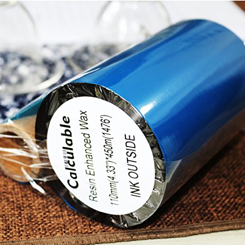 DEFMATE 4.33" x1476' (110mmx450m) Thermal Transfer Ribbon Ink Outside Wax Ribbons Resin Enhanced Wax for Zebra GK420D SM4 ZT410 GC420t GK420t GX420t GX430t Tec Datamax Intermec Citizen Printer 4