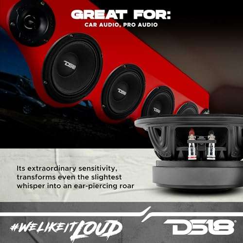 DS18 6XL600-8 XL 6.5" Mid-Range Loudspeaker 300 Watts RMS, 600 Watts Max Power, 8-Ohm, Pro Car Audio Speakers 6.5 inches, Great for Car/Truck Stereo Sound System - 1 Speaker 3