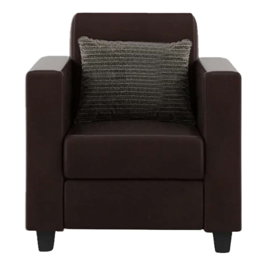 FURNY Berroy 5 Seater 3+1+1 Leatherette Sofa Set - (Brown) 5