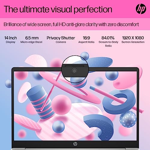 HP 14 Laptop, AMD Ryzen 3 7320U 14 inch(35.6cm) FHD Laptop,8GB LPDDR5, 512GB SSD, AMD Radeon Graphics, Dual Speakers, FHD Camera (Win 11, MSO 21, 1.41Kgs) 14-em0025AU 2