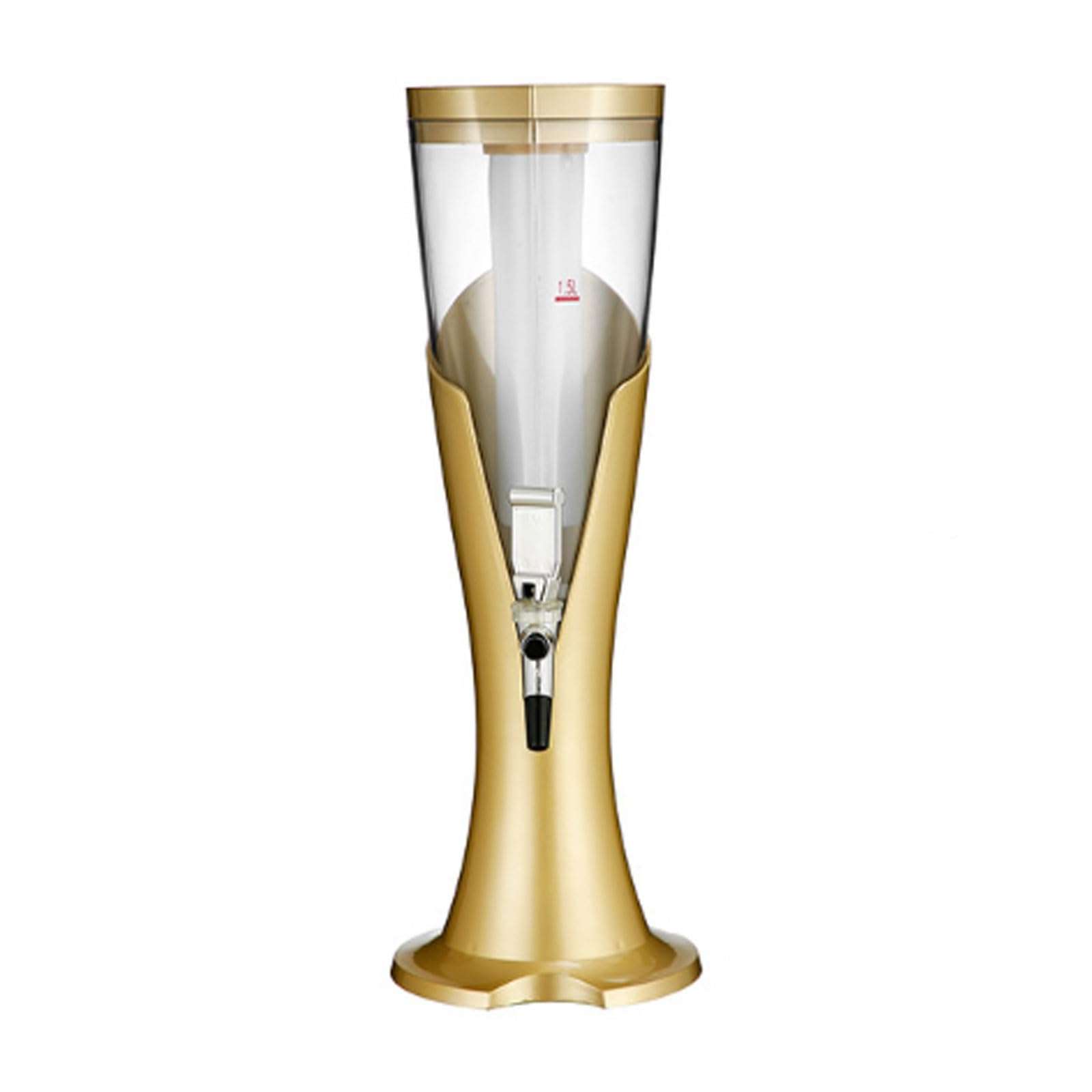 CHENYUEFA Beer Tower, 1.5L/3L Drink Dispenser, Tabletop Beer Tower,Stainless Steel & PE Beverage Dispenser for Party Home Bar Use Beverage Dispe(Gold,3L) 1