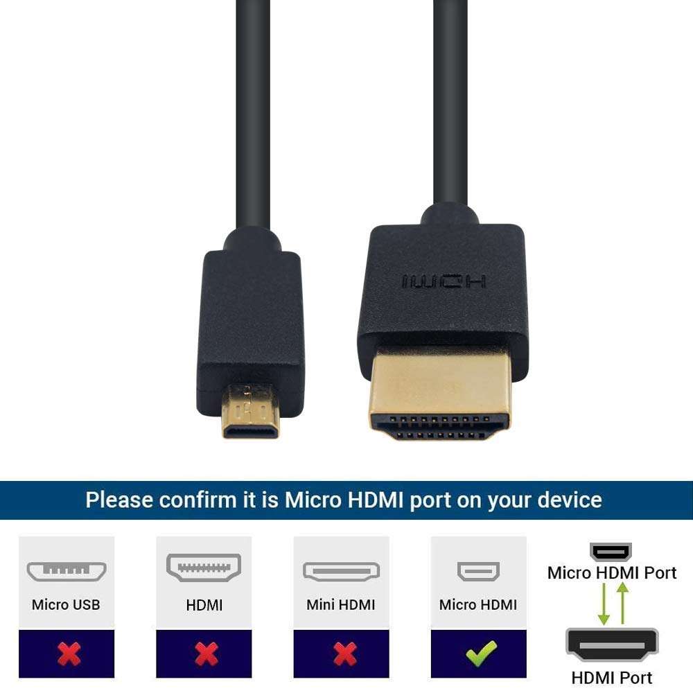 Duttek Micro HDMI to HDMI Coiled Cable 1FT-4FT, HDMI to Micro HDMI Adapter Cable Extreme Slim/Thin 4K, 3D for Camera, Raspberry Pi 5 4, GoPro Hero 7/6 6