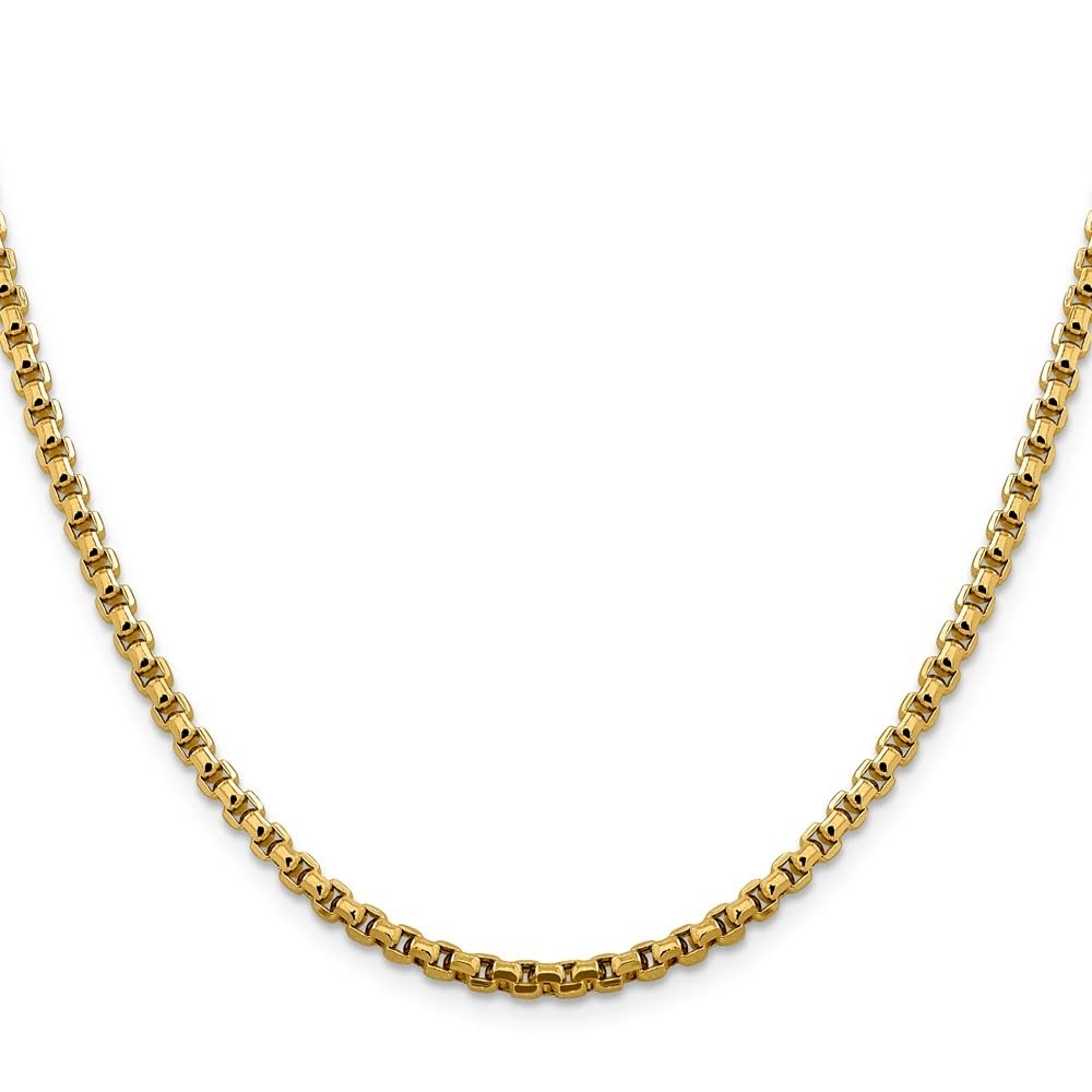 Diamond2Deal 14k Yellow Gold 30" 3.6mm Semi-Solid Round Box Chain Necklace with Lobster Clasp 3