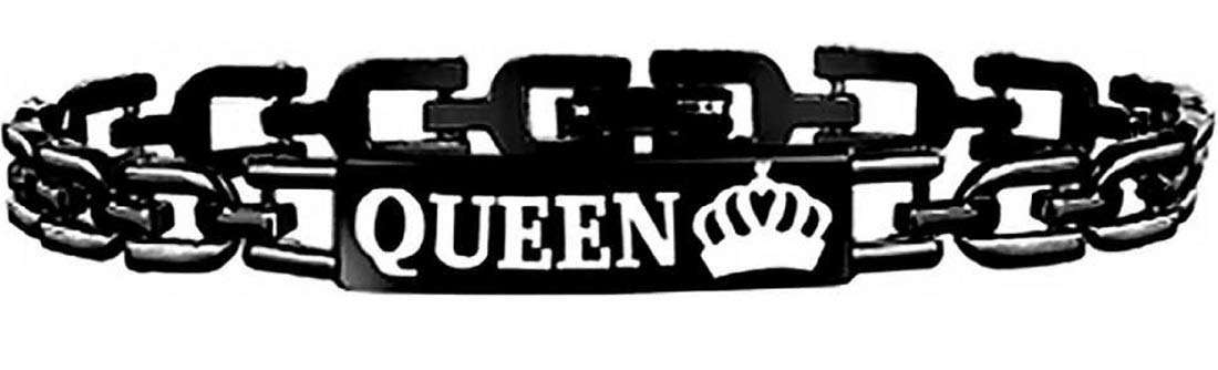 BID Full Black King Queen Bracelet For Couples Girls & Boys 5