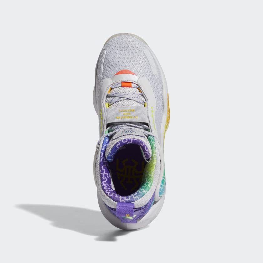 adidas D.O.N. Issue 3 Basketball Shoe, Clear Grey/Purple Rush/Semi Screaming Green, 5.5 US Unisex Big Kid 3