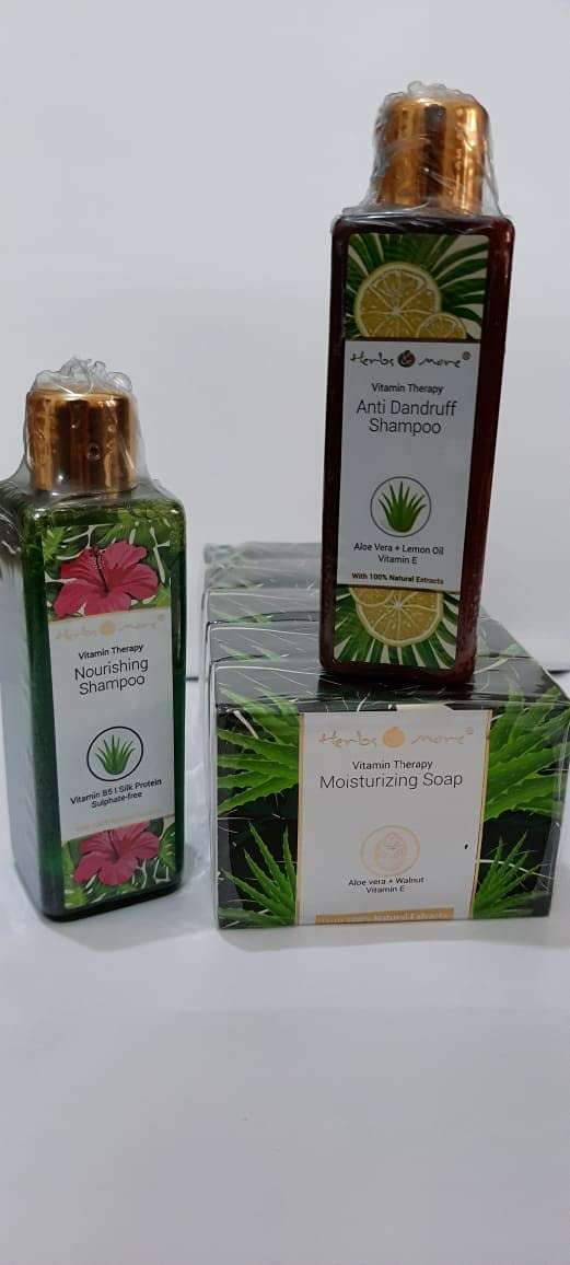 Netsurf Herbs & More Vitamin Therapy Nourishing Shampoo (100 ml) Bundle with Moisturizing Soap Vitamin E 75G Each (Pack of 5) Bundle with Anti Dandruff Shampoo (100 ml) (3 items). 1