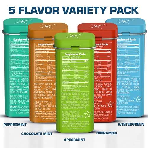 Viter Energy 40mg Caffeine Mints - Sugar Free, B Vitamins, Vegan, Boosts Fast Energized Alert Focus, Caffeinated Nootropic Supplement Pills (Variety Flavors, 20pcs, 5 Pack, 100pcs Total) 2