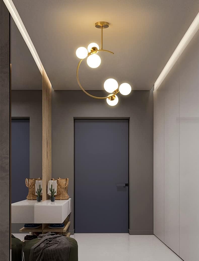 CITRA 6 Light Gold Frosted Glass Chandelier Pendant Ceiling Hanging Lights - Warm White 5
