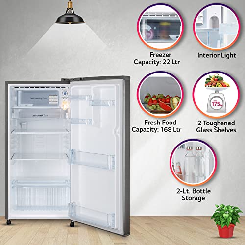 LG 190 L 2 Star Direct-Cool Single Door Refrigerator (?GL-B199ODSC, Dazzle Steel, Fast Ice Making, 2022 Model) 2