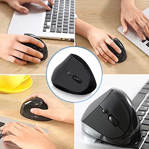 Wirless Vertical Mouse，Rechargeable 2.4G Ergonomic Mouse, Silent Mice 2.4G Optical USB Mouse，DPI 1000/1200/1600,6 Buttons for PC, Desktop, Laptop-Black … 6